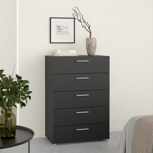 Pippa Chest of 5 Drawers in Black