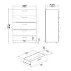 Pippa Chest of 5 Drawers in Black