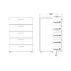 Pippa Chest of 5 Drawers in Black