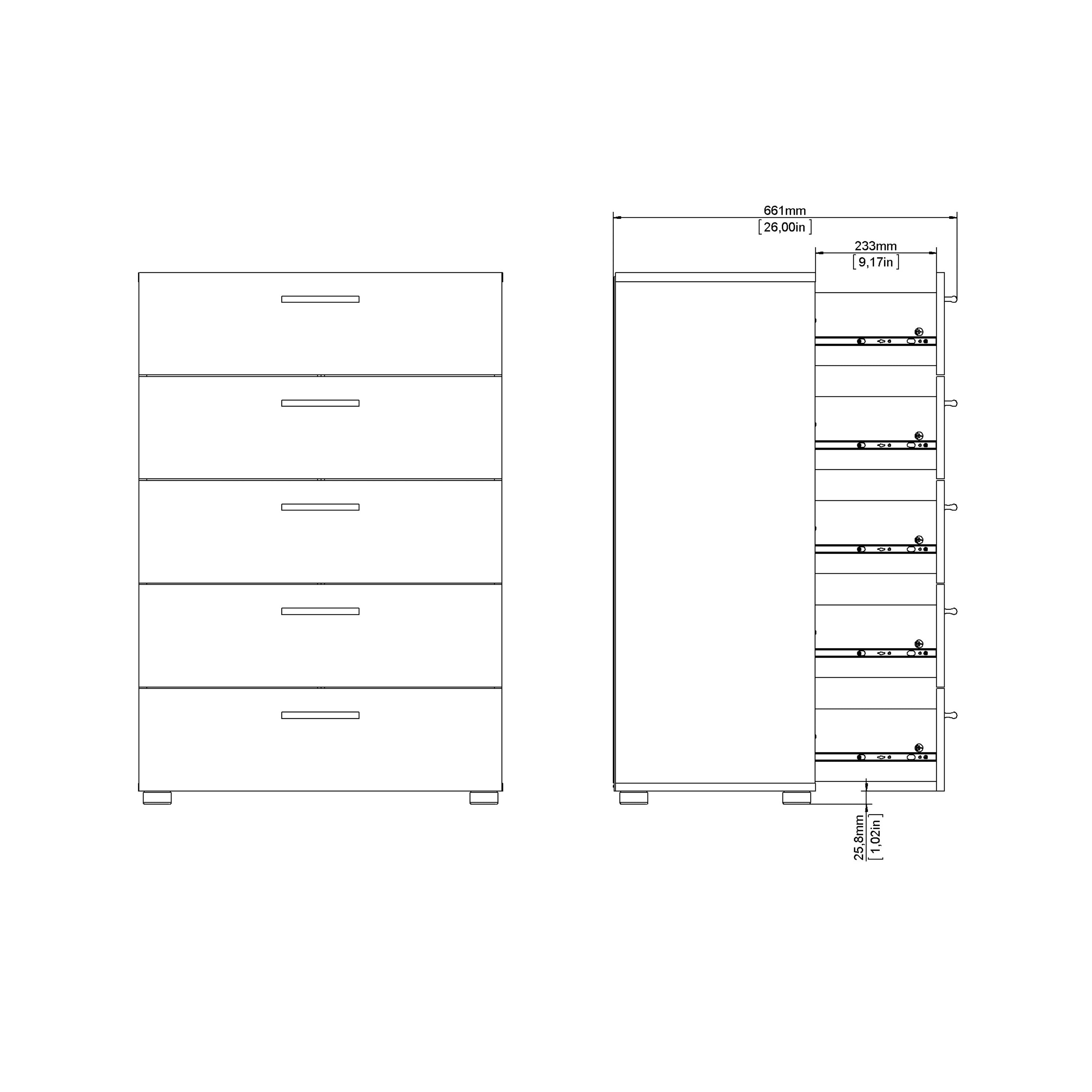 Pippa Chest of 5 Drawers in Black