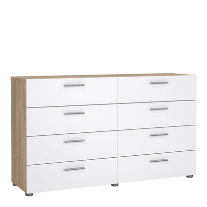 Pippa 8 Drawer chest (4+4) in Oak structure/White High Gloss