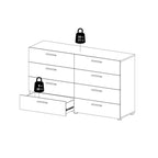 Pippa 8 Drawer chest (4+4) in Oak structure/White High Gloss