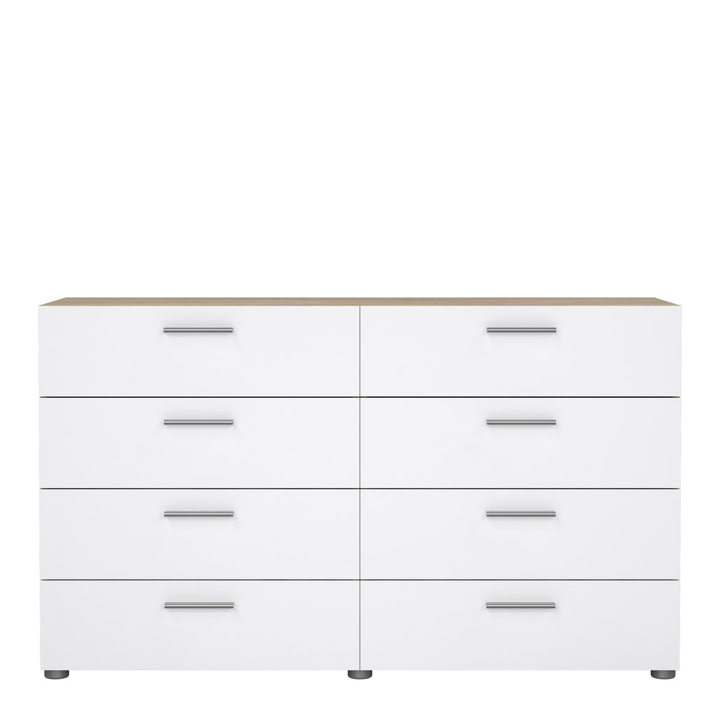 Pippa 8 Drawer chest (4+4) in Oak structure/White High Gloss