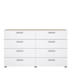 Pippa 8 Drawer chest (4+4) in Oak structure/White High Gloss