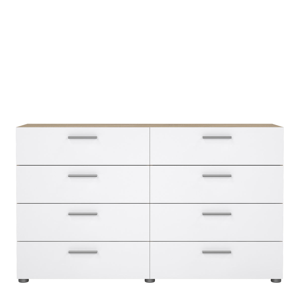 Pippa 8 Drawer chest (4+4) in Oak structure/White High Gloss