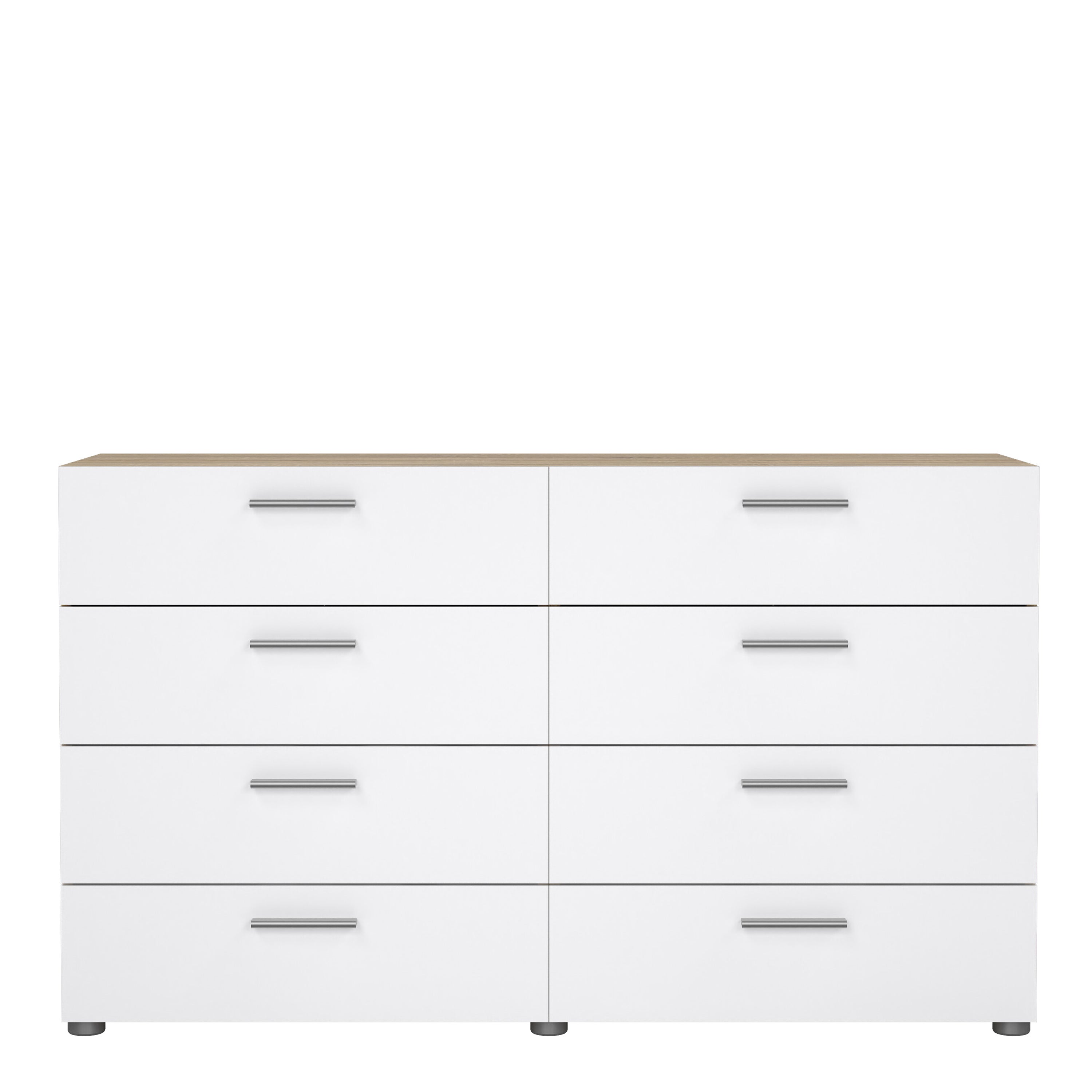 Pippa 8 Drawer chest (4+4) in Oak structure/White High Gloss