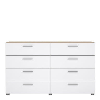 Pippa 8 Drawer chest (4+4) in Oak structure/White High Gloss