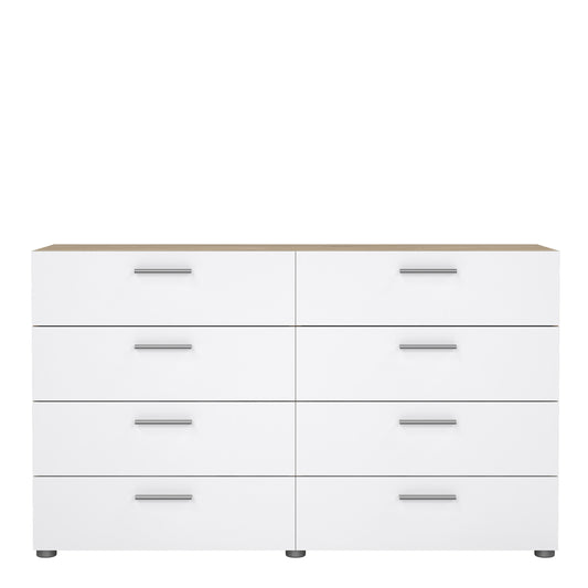 Pippa 8 Drawer chest (4+4) in Oak structure/White High Gloss