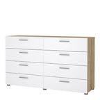 Pippa 8 Drawer chest (4+4) in Oak structure/White High Gloss