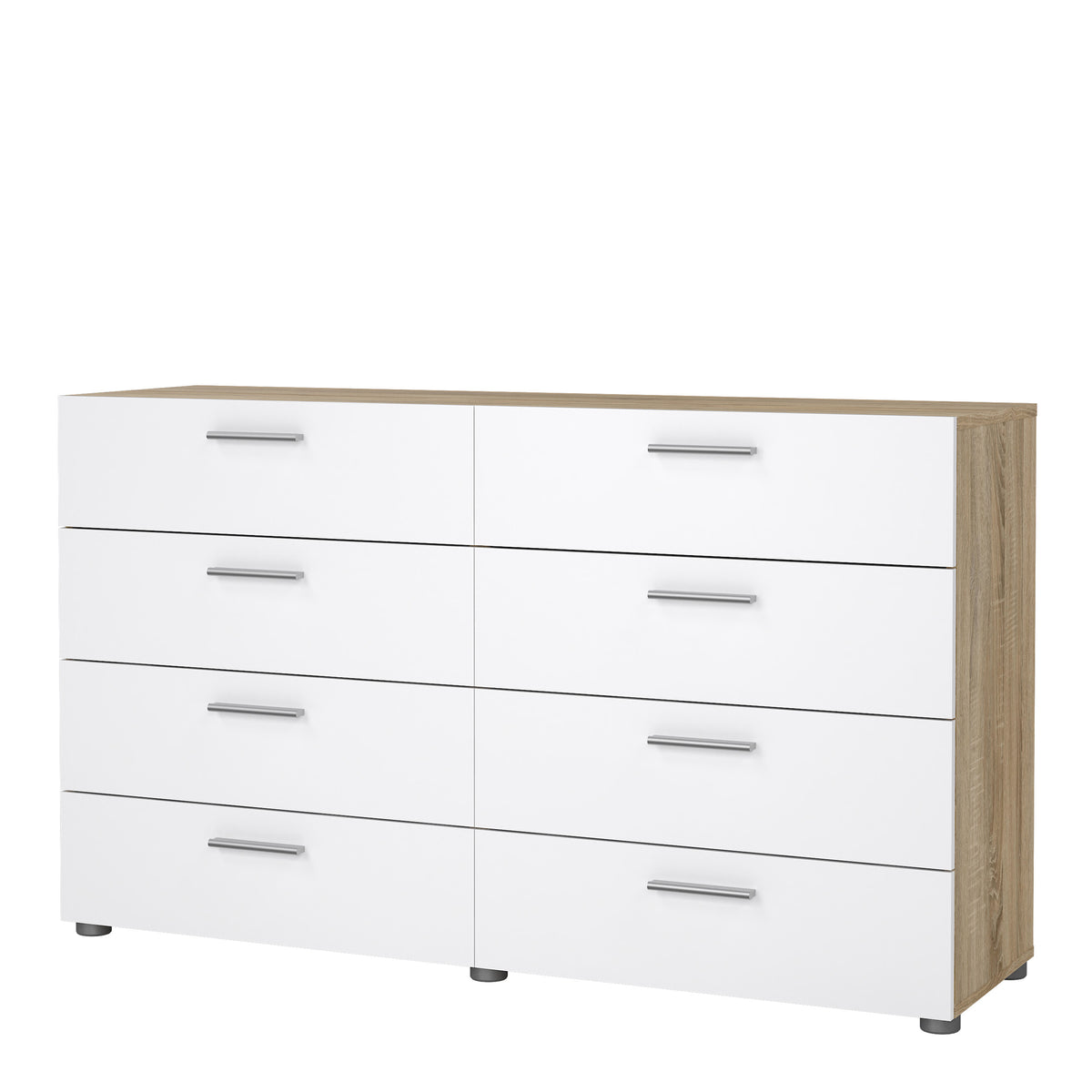 Pippa 8 Drawer chest (4+4) in Oak structure/White High Gloss