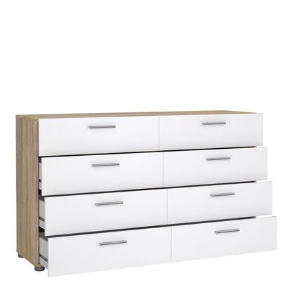 Pippa 8 Drawer chest (4+4) in Oak structure/White High Gloss