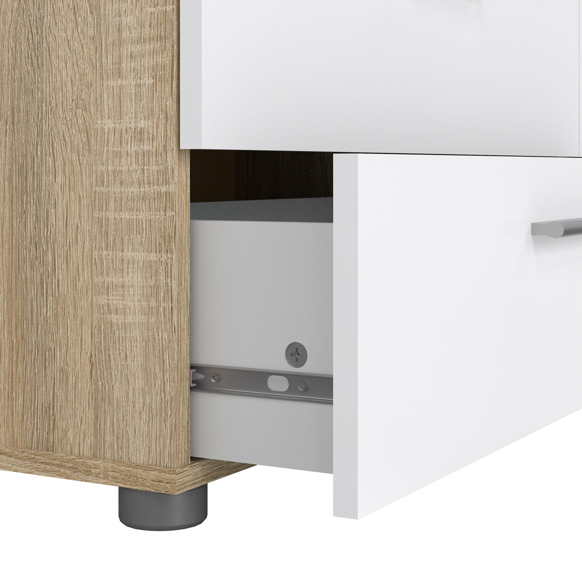 Pippa 8 Drawer chest (4+4) in Oak structure/White High Gloss