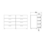 Pippa 8 Drawer chest (4+4) in Oak structure/White High Gloss