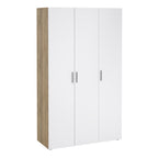 Pippa Wardrobe with 3 Doors in Oak with White High Gloss