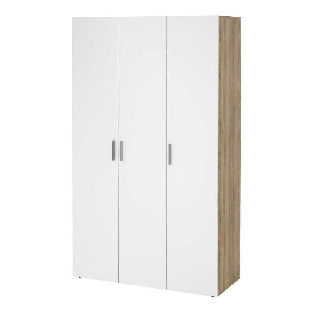 Pippa Wardrobe with 3 Doors in Oak with White High Gloss