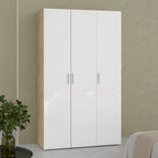 Pippa Wardrobe with 3 Doors in Oak with White High Gloss