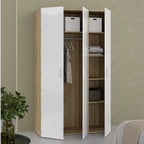 Pippa Wardrobe with 3 Doors in Oak with White High Gloss