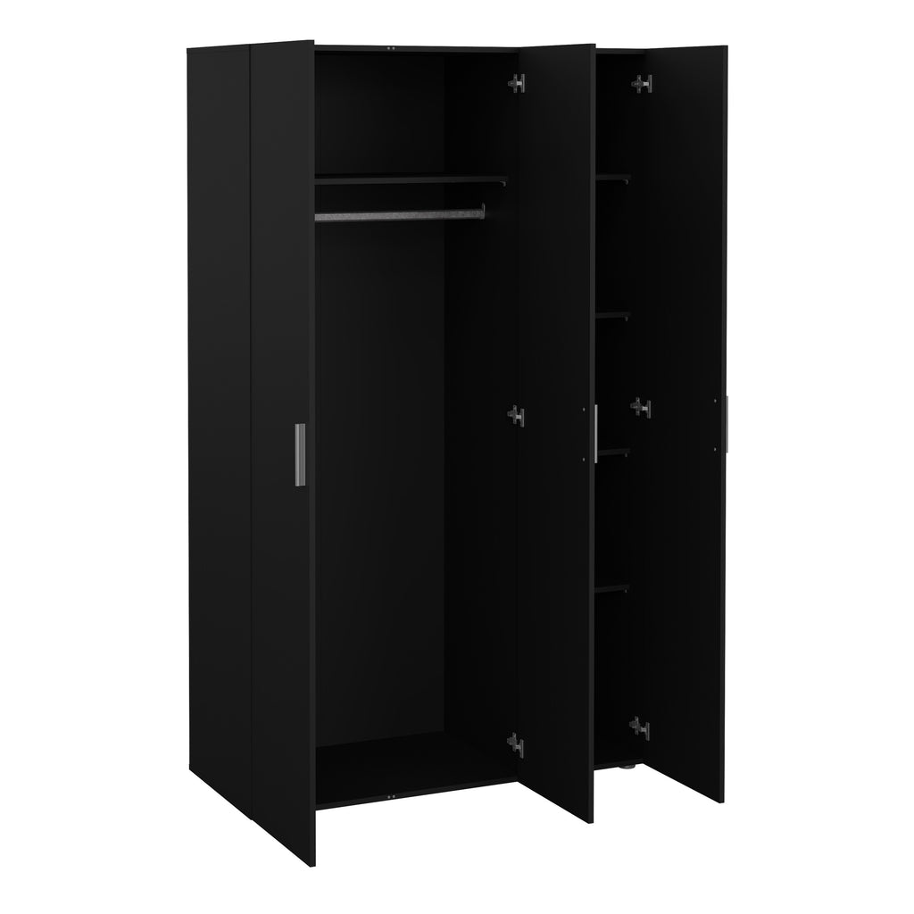 Pippa Wardrobe with 3 Doors in Black