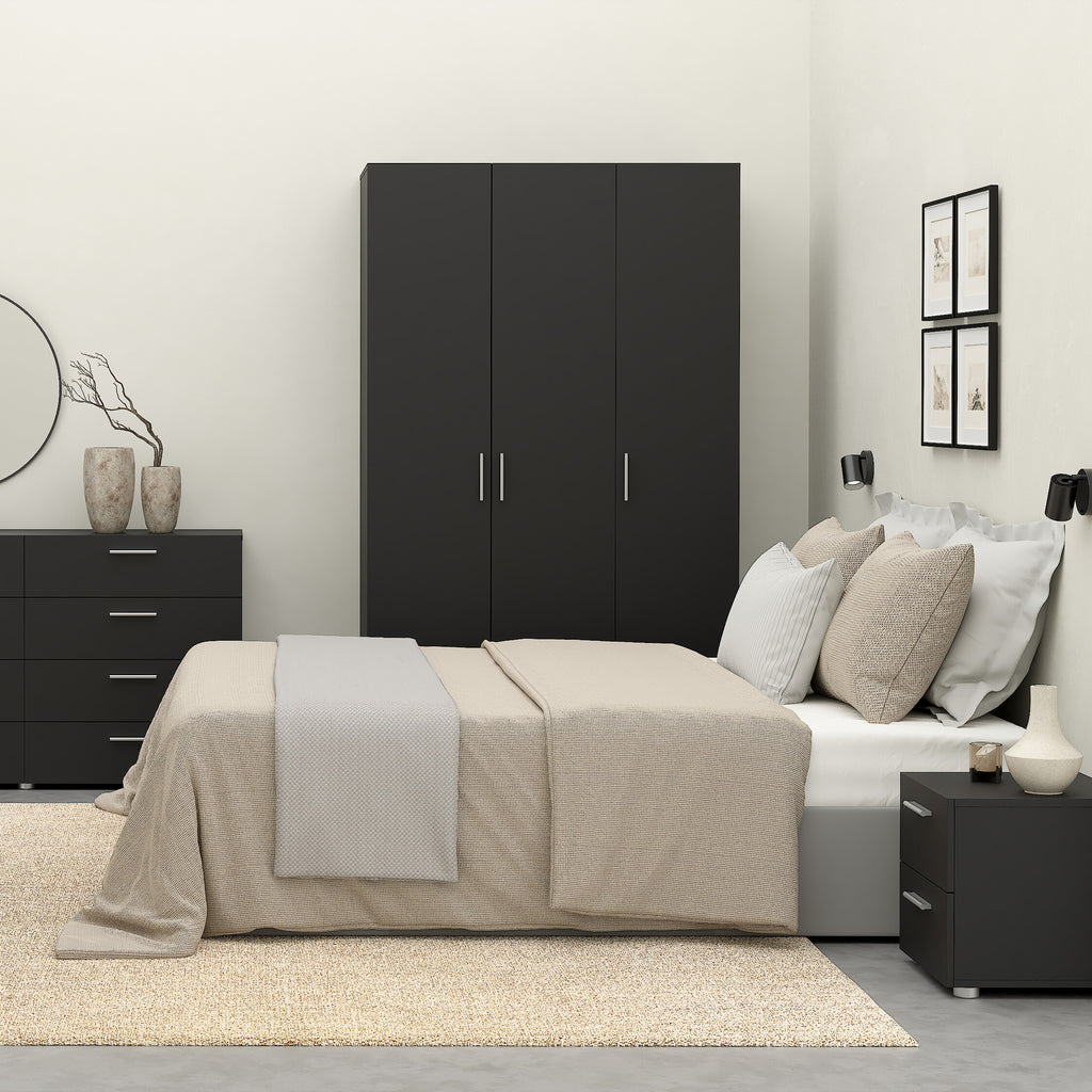 Pippa Wardrobe with 3 Doors in Black