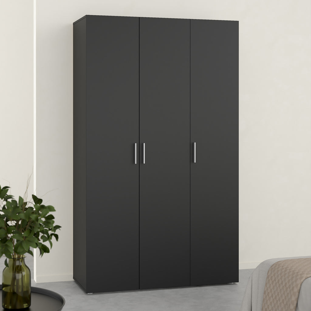 Pippa Wardrobe with 3 Doors in Black