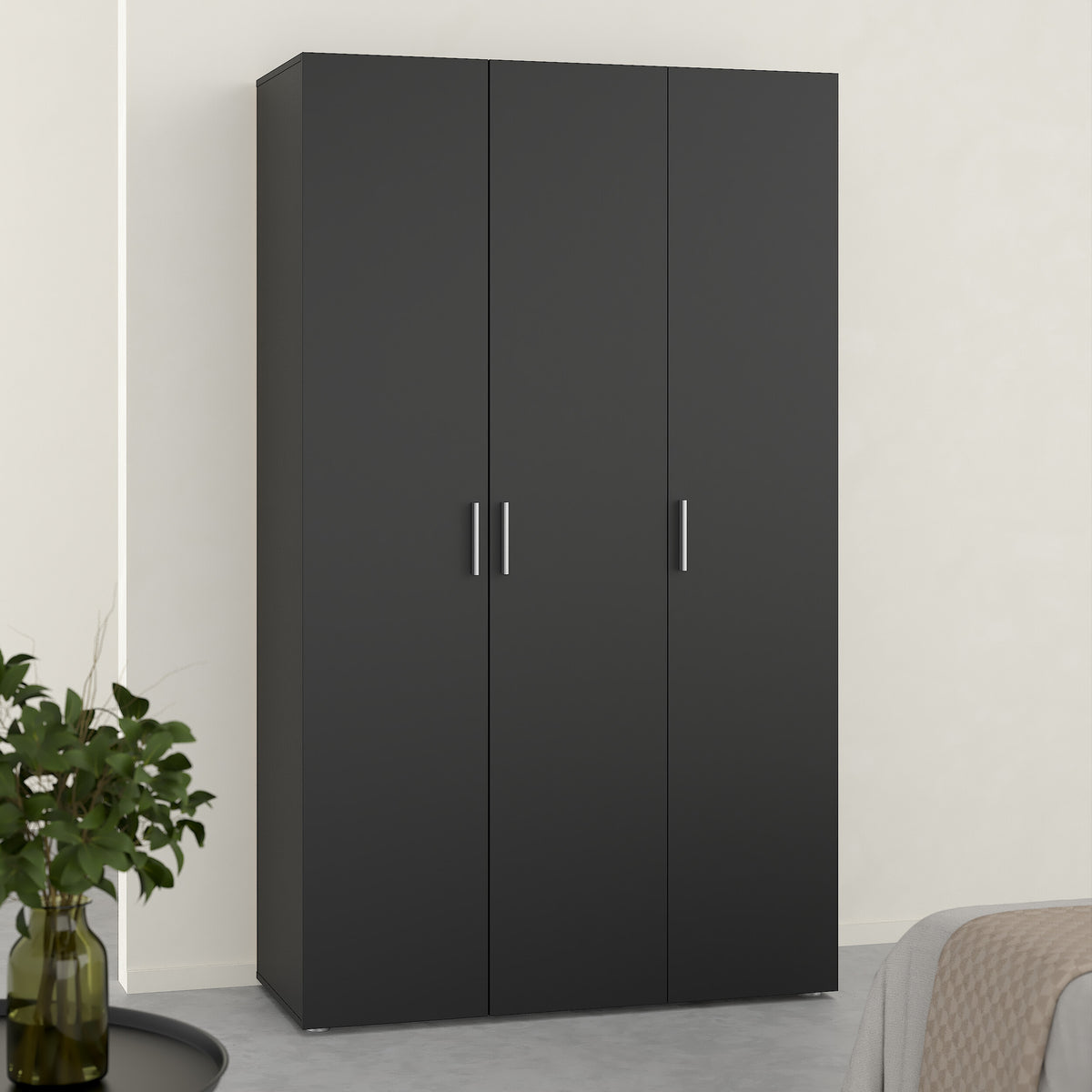 Pippa Wardrobe with 3 Doors in Black