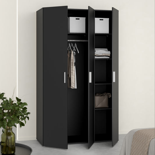 Pippa Wardrobe with 3 Doors in Black