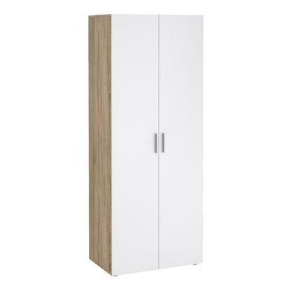 Pippa Wardrobe with 2 Doors in Oak with White High Gloss