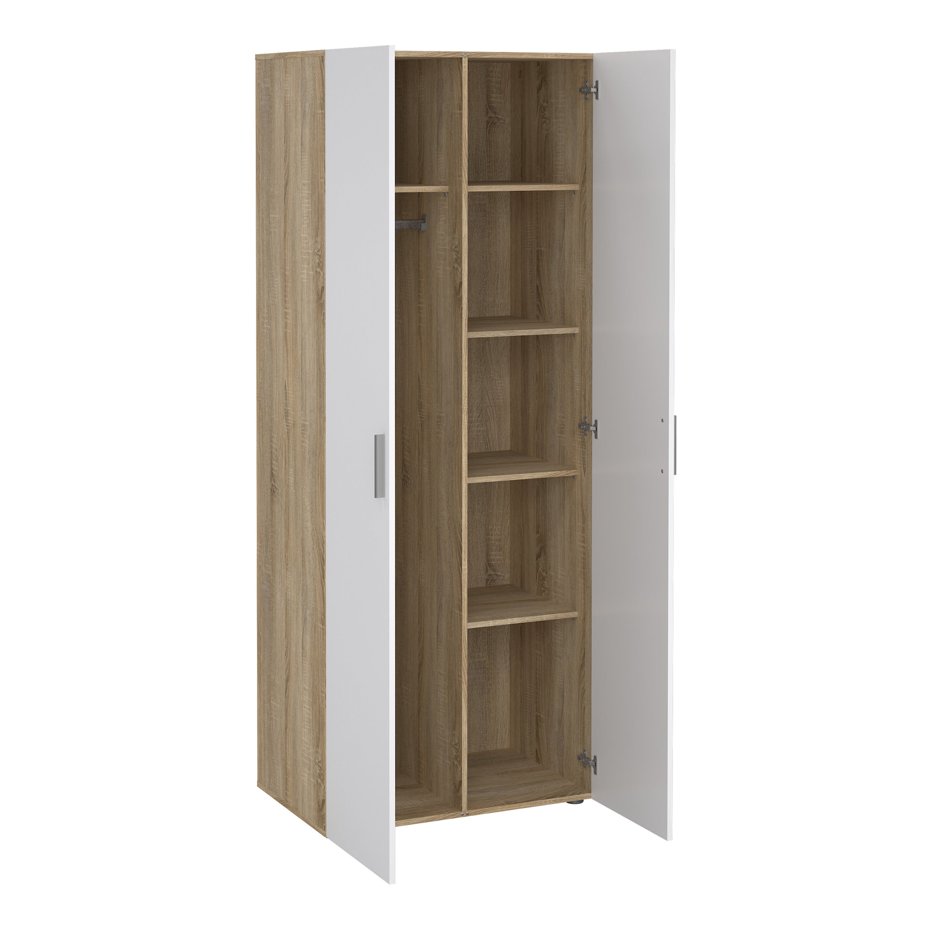 Pippa Wardrobe with 2 Doors in Oak with White High Gloss