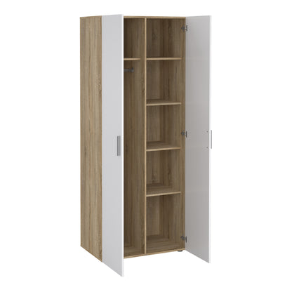 Pippa Wardrobe with 2 Doors in Oak with White High Gloss