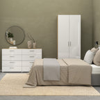 Pippa Wardrobe with 2 Doors in Oak with White High Gloss