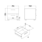 Pippa Trio Set - Bedside 2 Drawers + Chest of 4 Drawers + Wardrobe with 2 Doors in Oak with White High Gloss