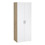 Pippa Trio Set - Bedside 2 Drawers + Chest of 4 Drawers + Wardrobe with 2 Doors in Oak with White High Gloss