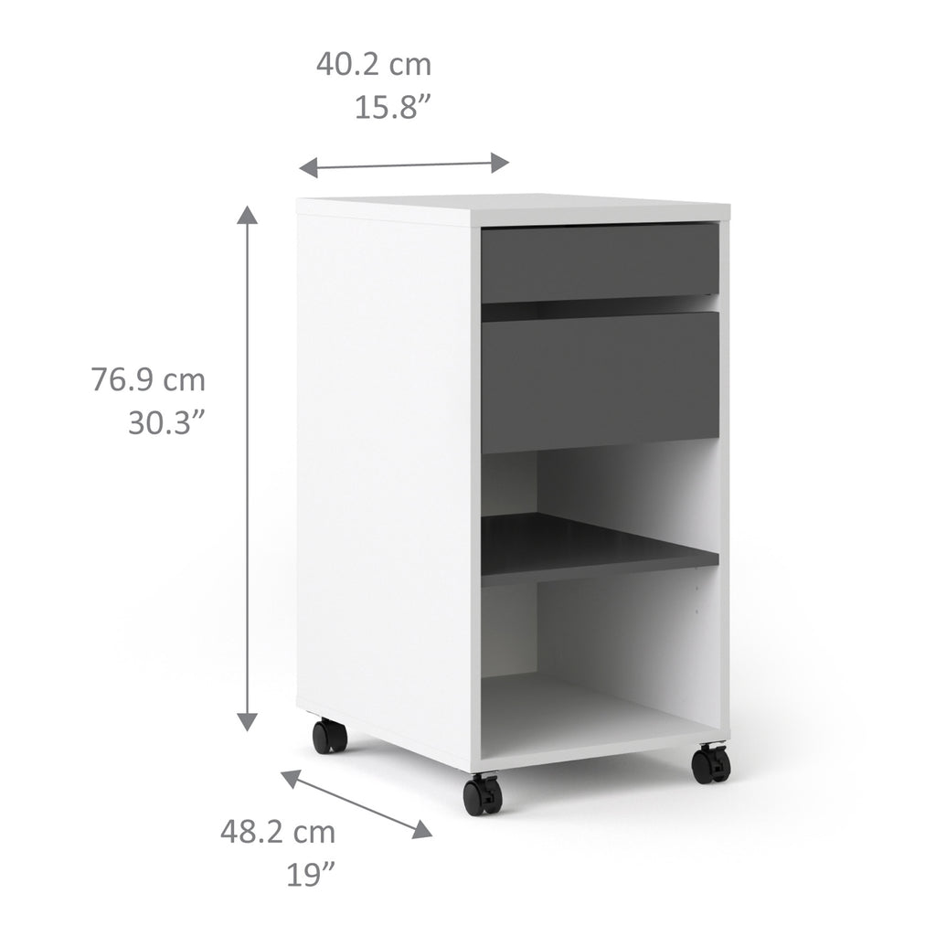 Fenton Mobile File Cabinet 2 Drawers 1 Shelf