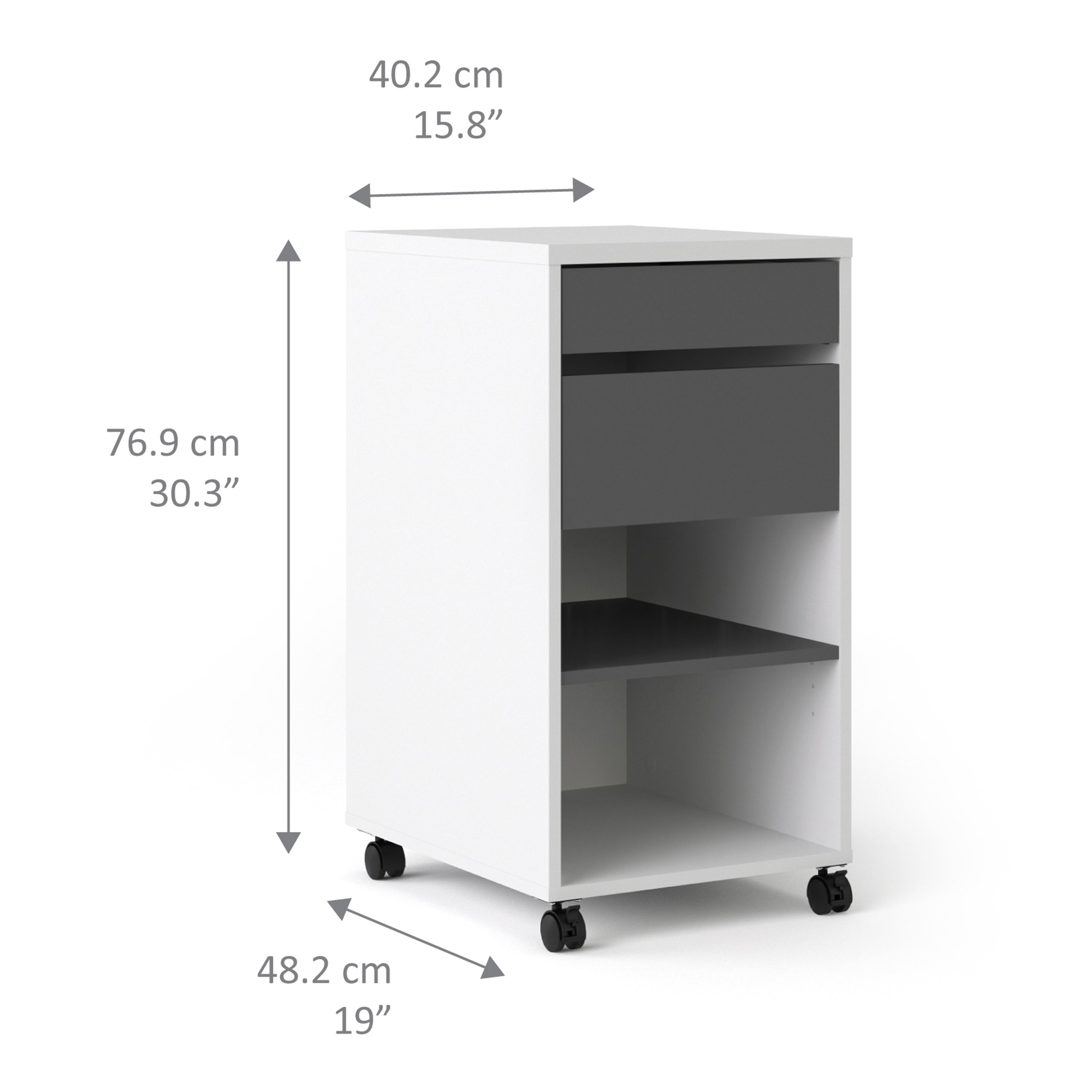 Fenton Mobile File Cabinet 2 Drawers 1 Shelf