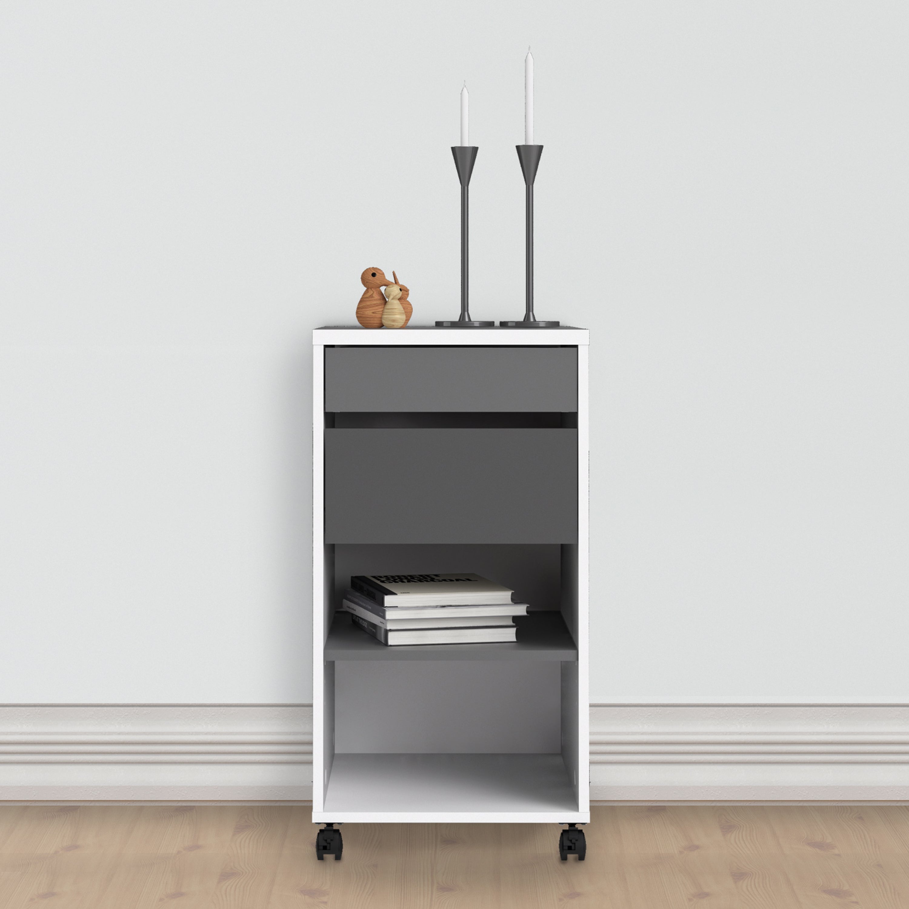 Fenton Mobile File Cabinet 2 Drawers 1 Shelf