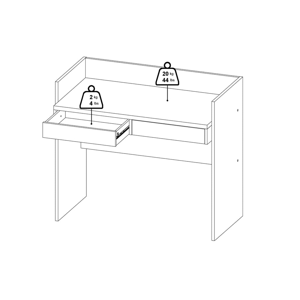 Fenton Desk 2 Drawers In Jackson Hickory and White
