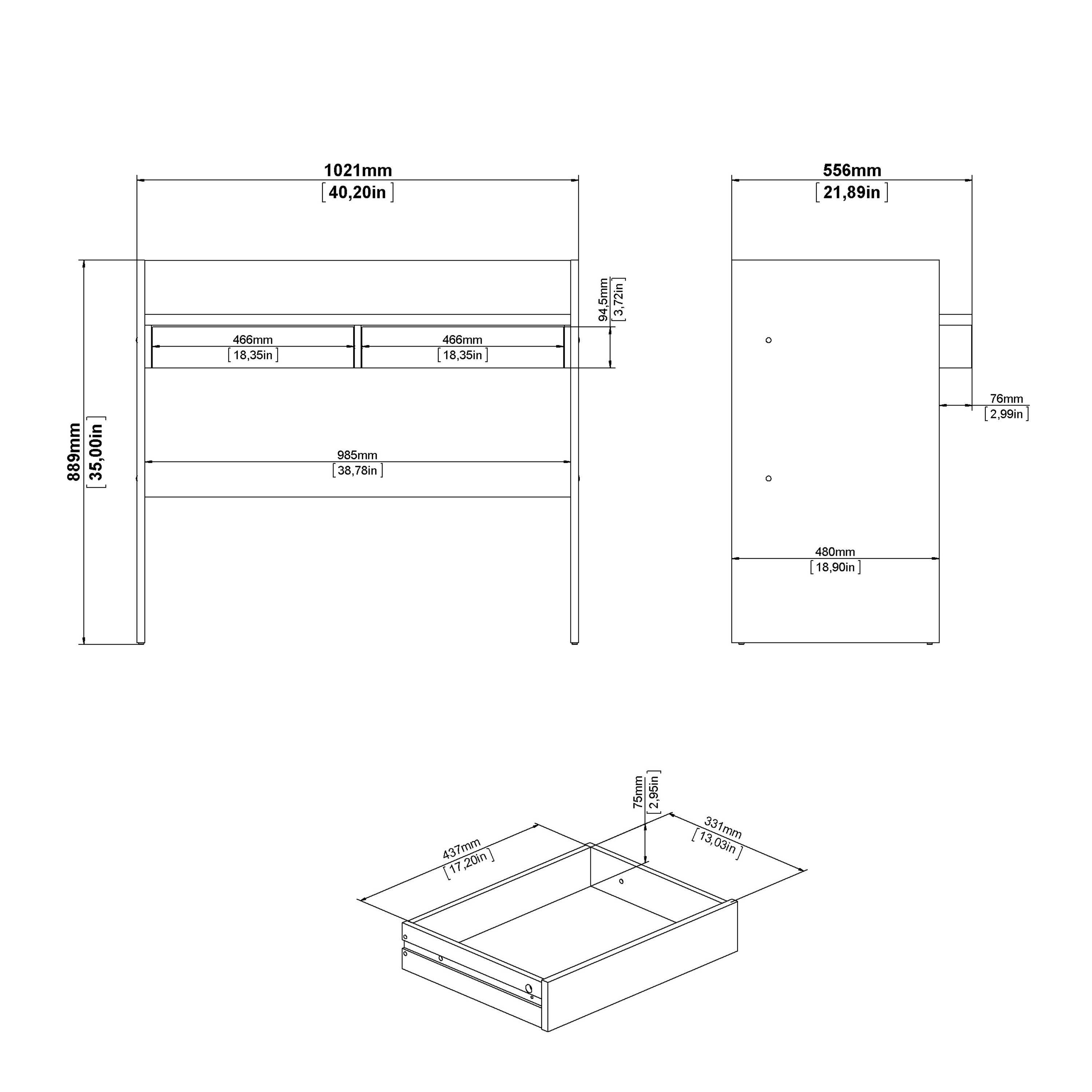 Fenton Desk 2 Drawers In Jackson Hickory and White