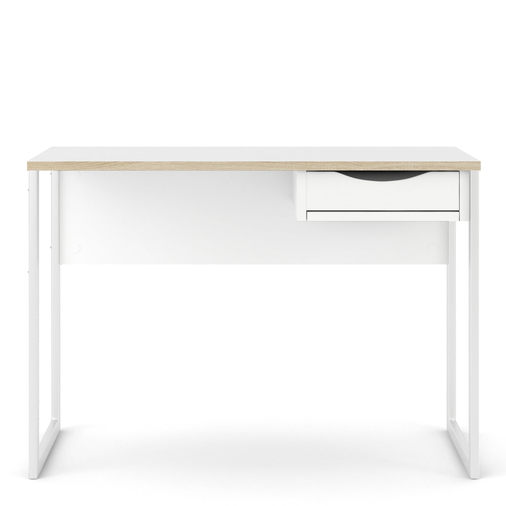 Fenton Desk 1 Drawer in White with Oak Trim