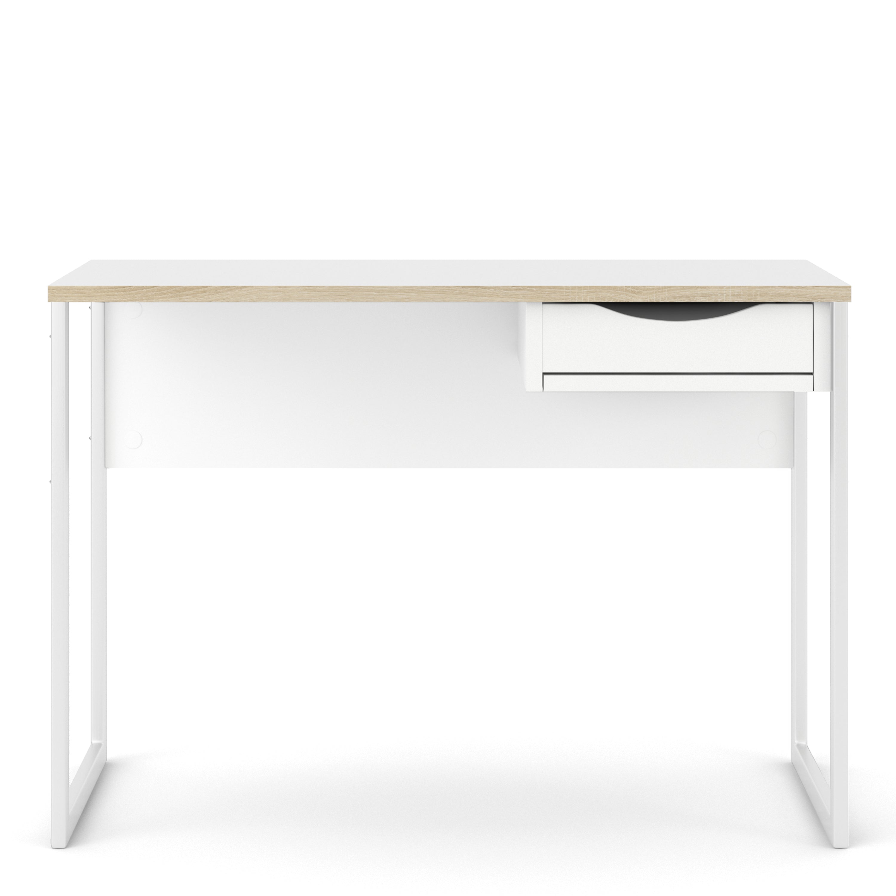 Fenton Desk 1 Drawer in White with Oak Trim