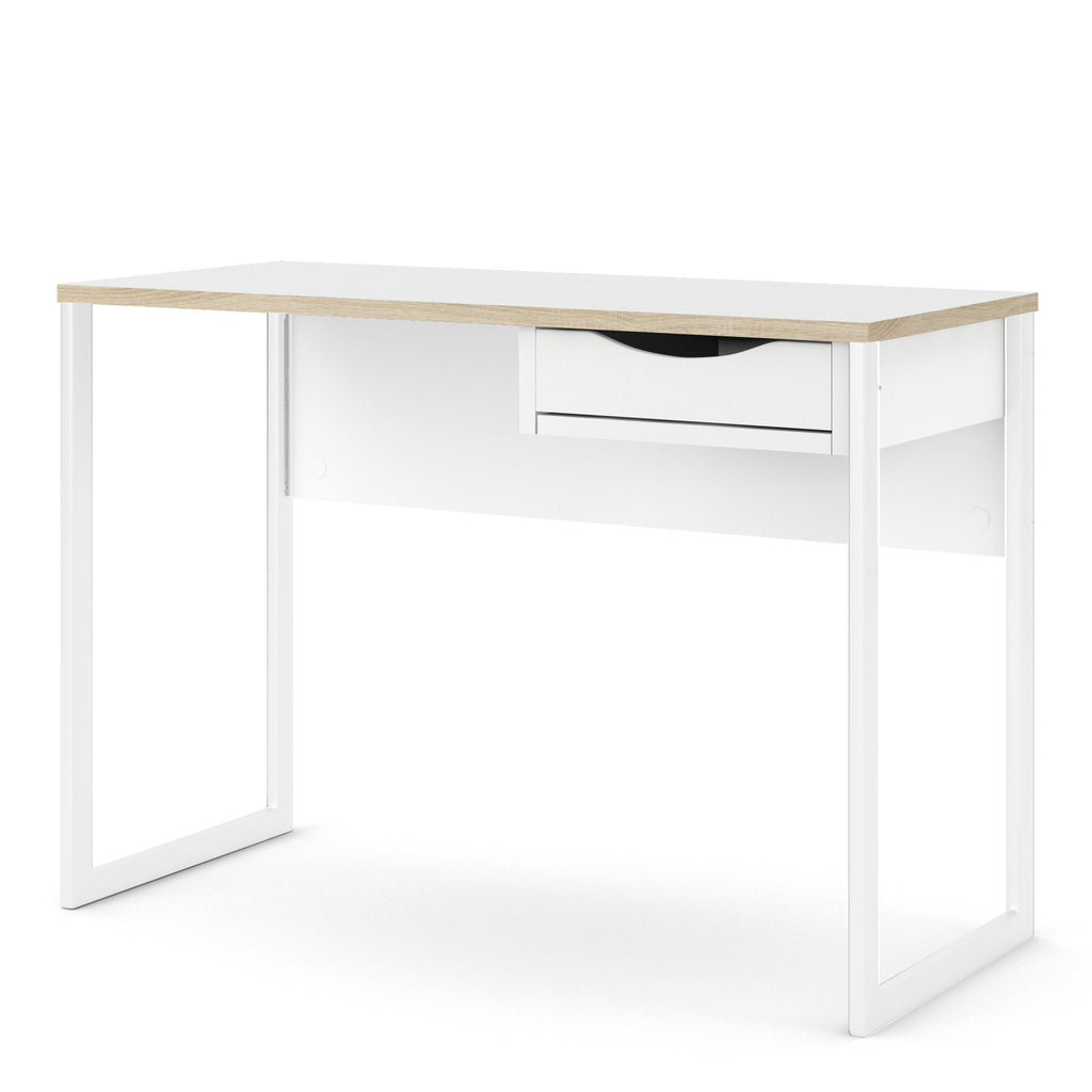 Fenton Desk 1 Drawer in White with Oak Trim