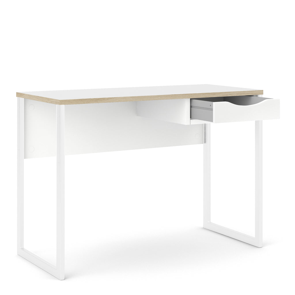 Fenton Desk 1 Drawer in White with Oak Trim