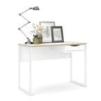 Fenton Desk 1 Drawer in White with Oak Trim