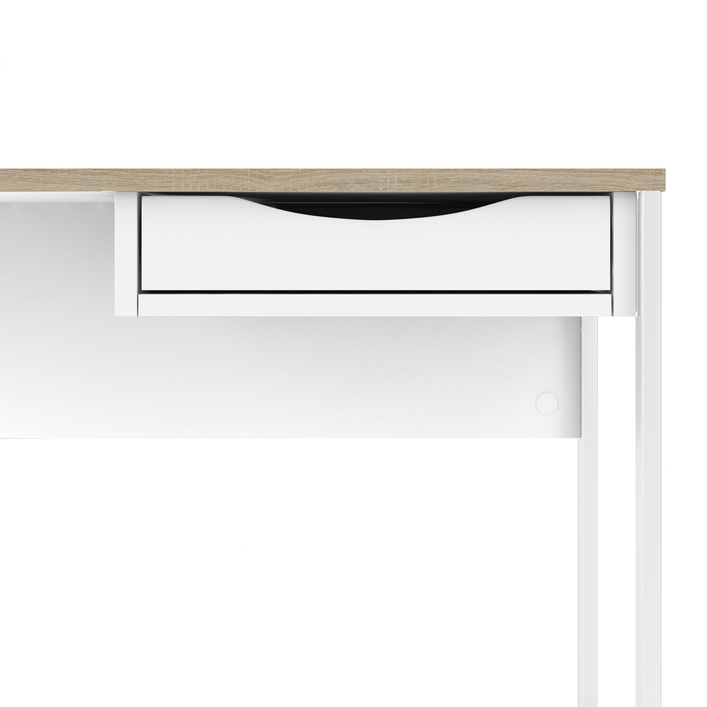 Fenton Desk 1 Drawer in White with Oak Trim