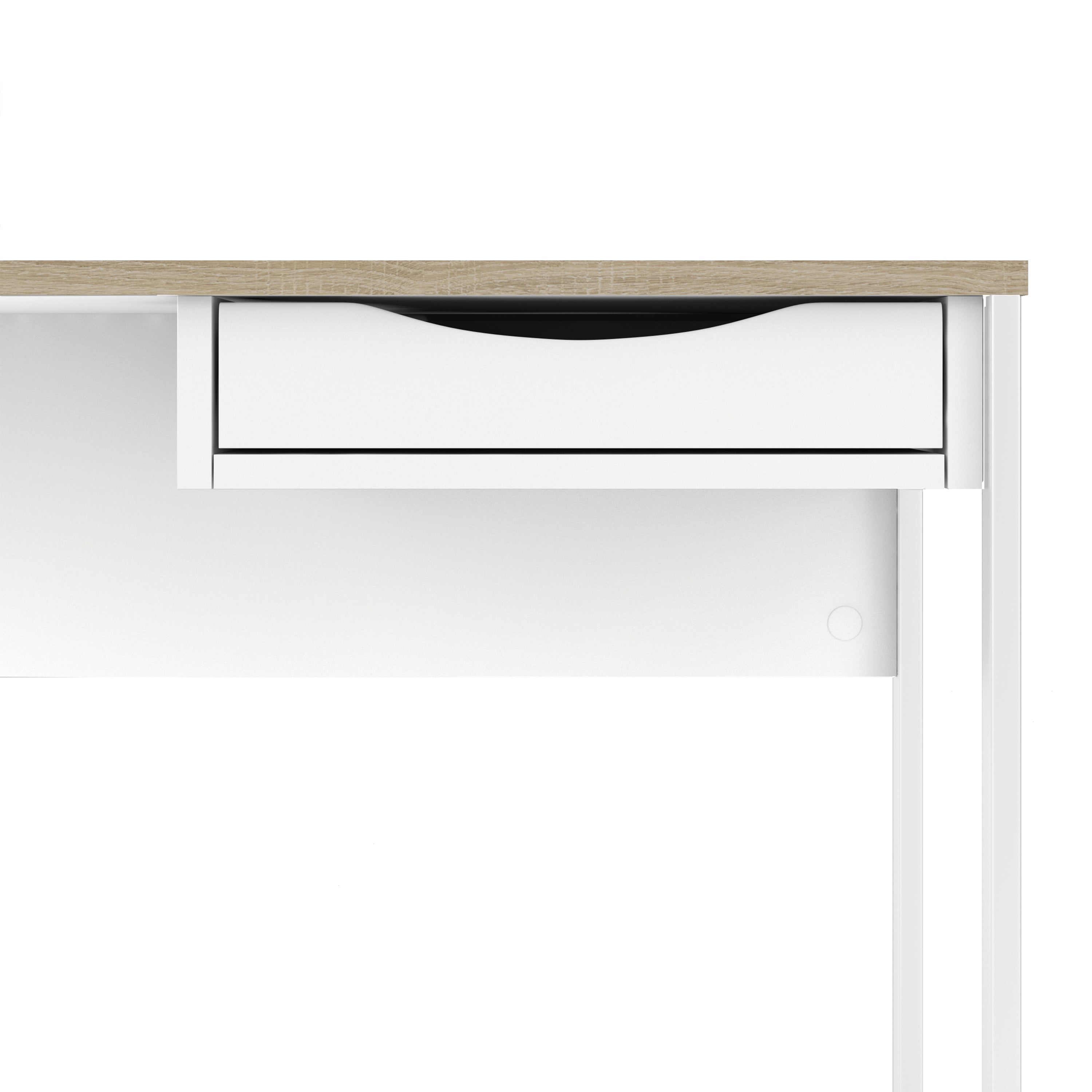Fenton Desk 1 Drawer in White with Oak Trim