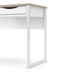 Fenton Desk 1 Drawer in White with Oak Trim