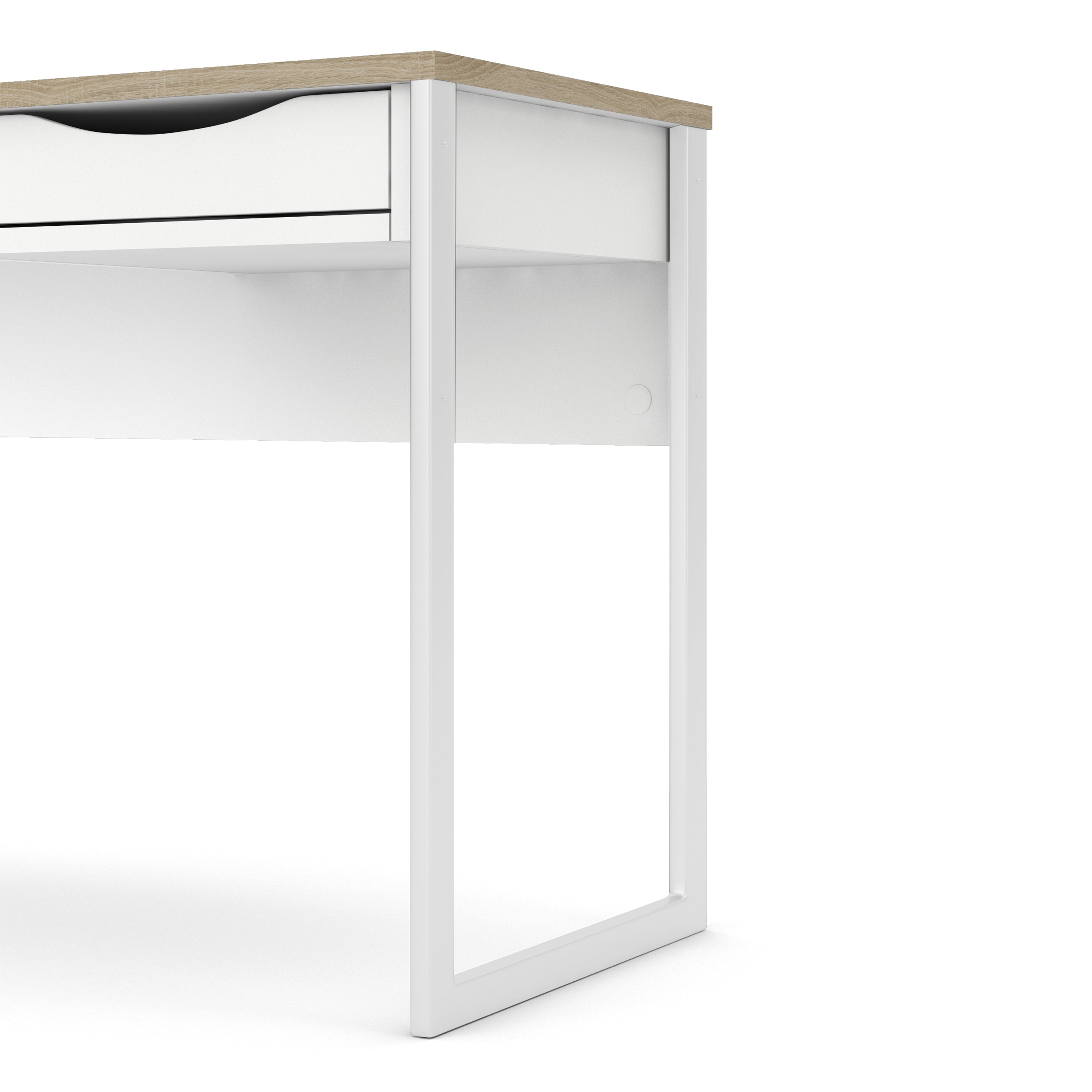 Fenton Desk 1 Drawer in White with Oak Trim