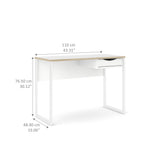 Fenton Desk 1 Drawer in White with Oak Trim