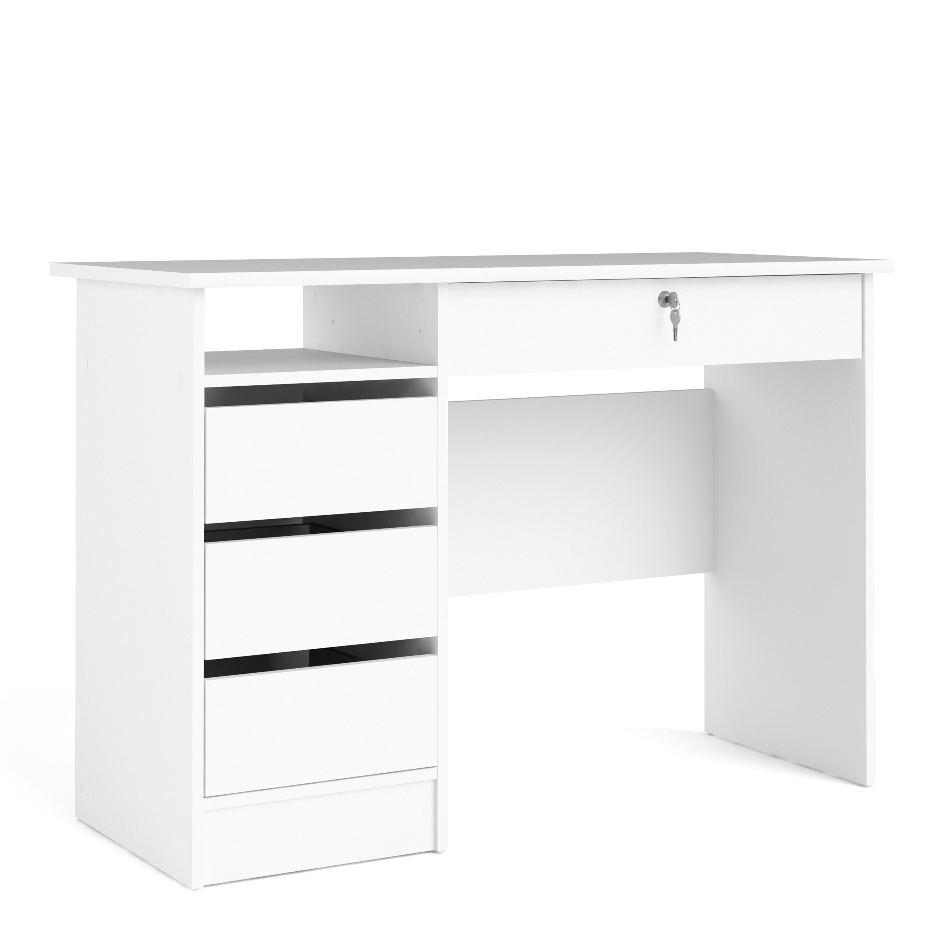 Fenton 4 Drawer Desk Handleless Drawer in White