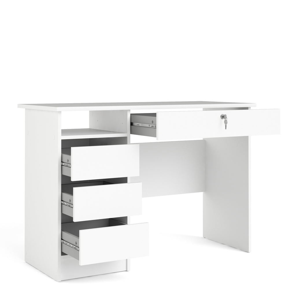 Fenton 4 Drawer Desk Handleless Drawer in White