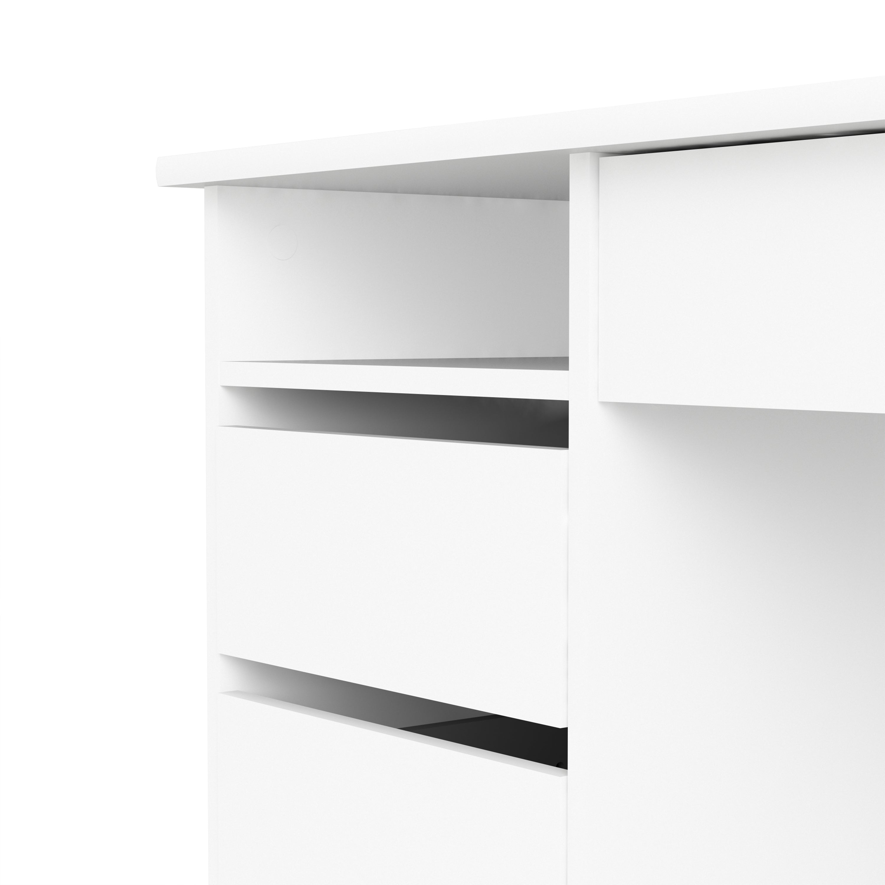 Fenton 4 Drawer Desk Handleless Drawer in White